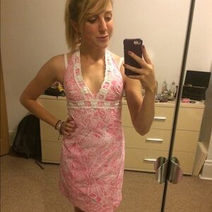 Lilly Pulitzer Pink Paisley Halter Dress